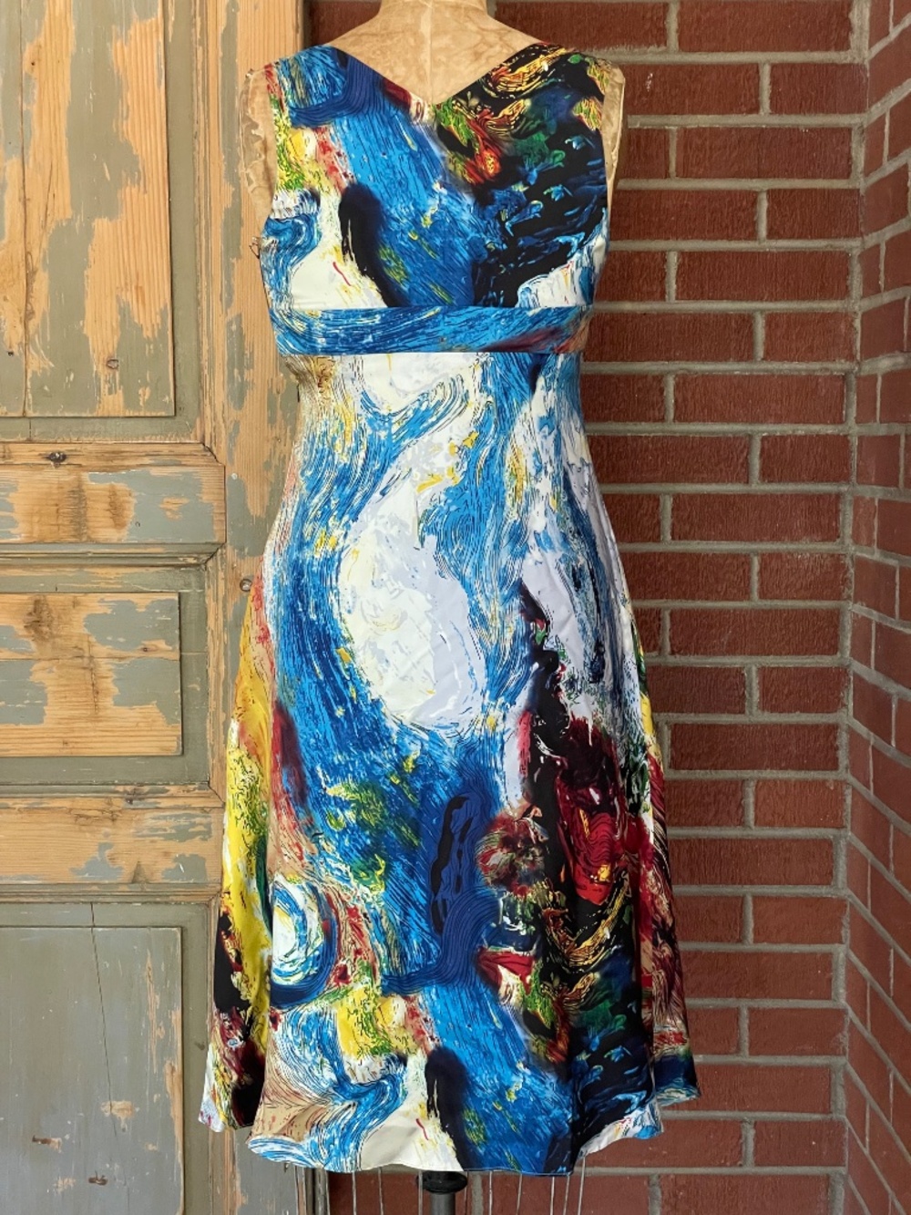 Diane Von Furstenberg Vintage Y2K Silk Dress - Abstract Print Sleeveless - V Nec - Picture 3 of 10
